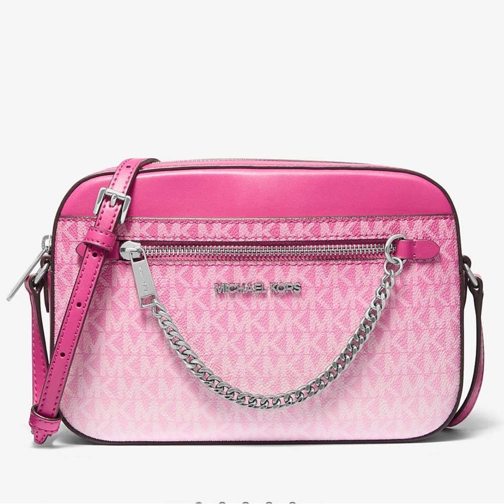 Michael Kors Jet Set Item Large Ombré EW Signature ZP Chain XBody Logo Crossbody - Picture 11 of 14